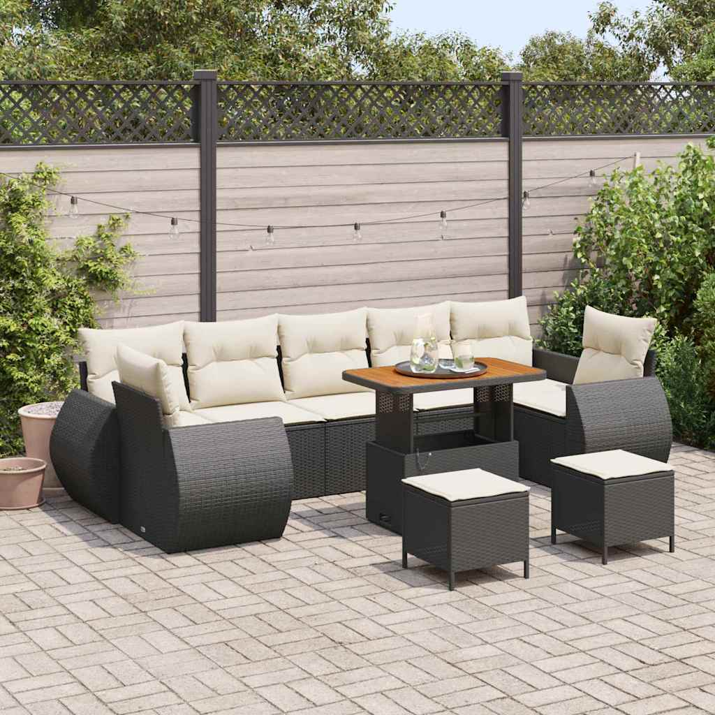 Tuinbankenset 10 pcs Zwart poly rattan