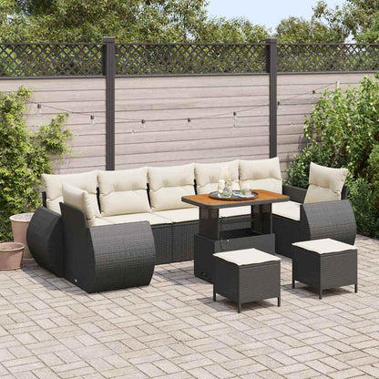 Tuinbankenset 10 pcs Zwart poly rattan