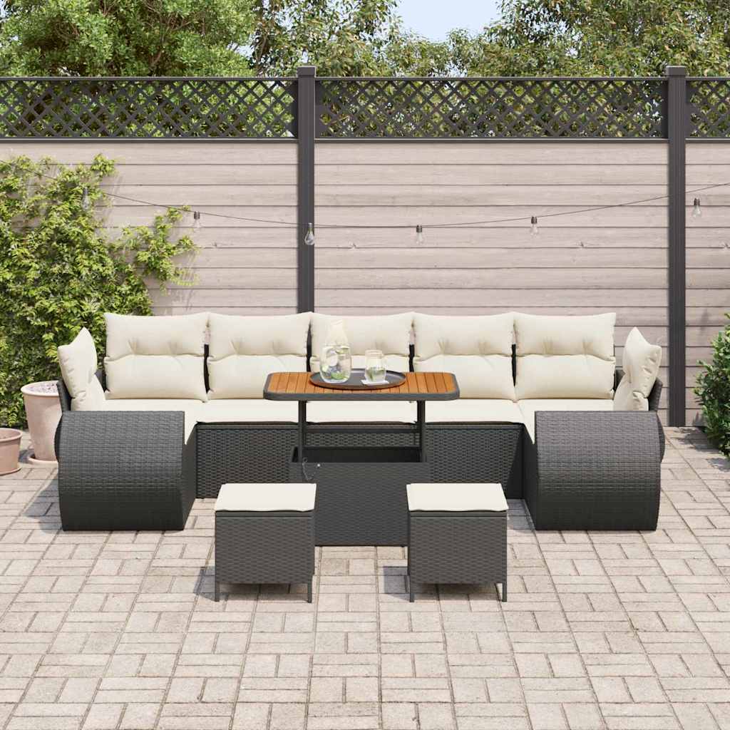 Tuinbankenset 10 pcs Zwart poly rattan