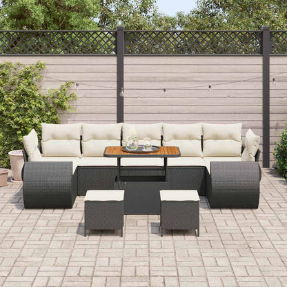 Tuinbankenset 10 pcs Zwart poly rattan