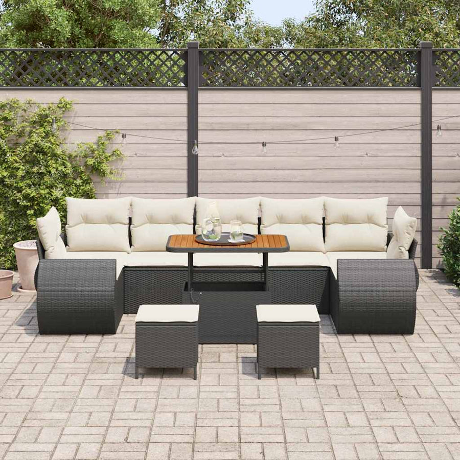 Tuinbankenset 10 pcs Zwart poly rattan