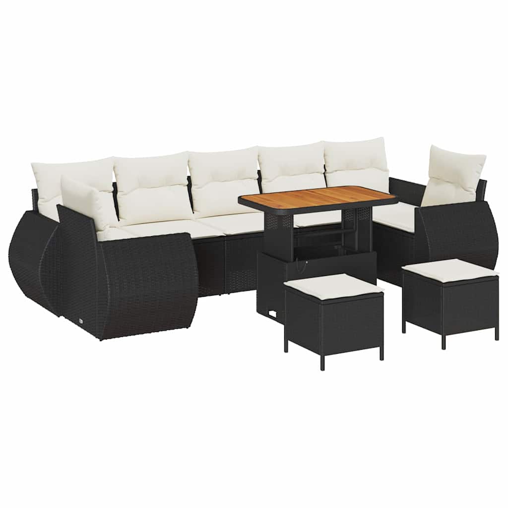 Tuinbankenset 10 pcs Zwart poly rattan