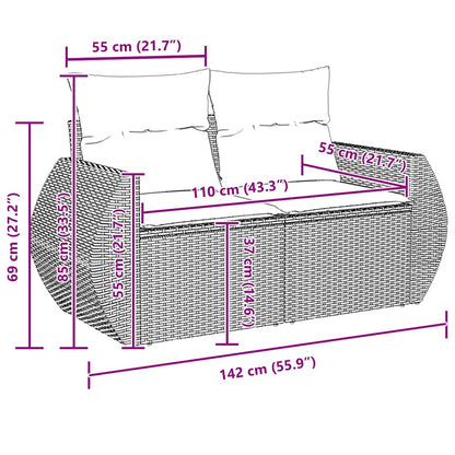 Tuinbankenset 10 pcs Zwart poly rattan