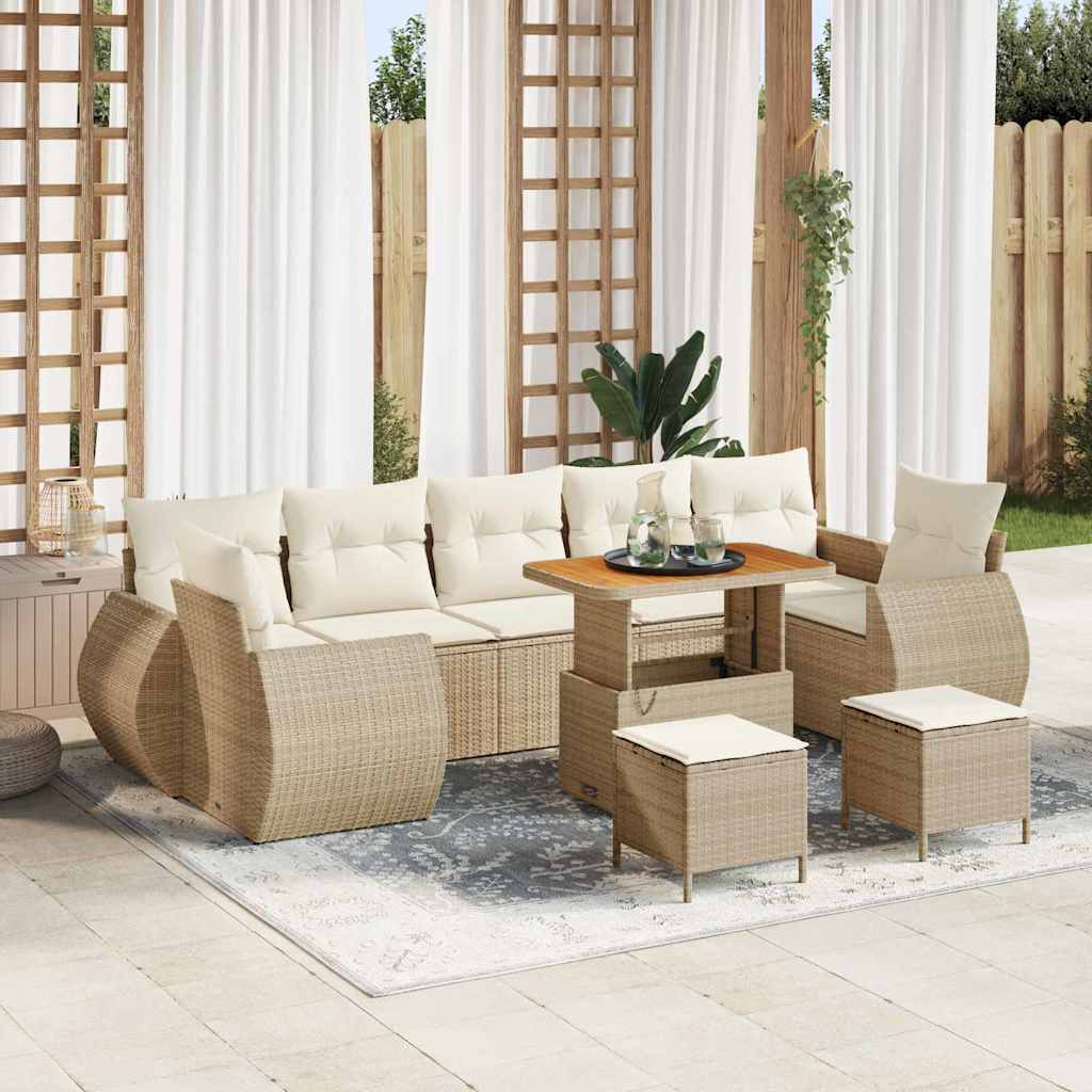 Tuinbankenset 10 pcs Beige poly rattan