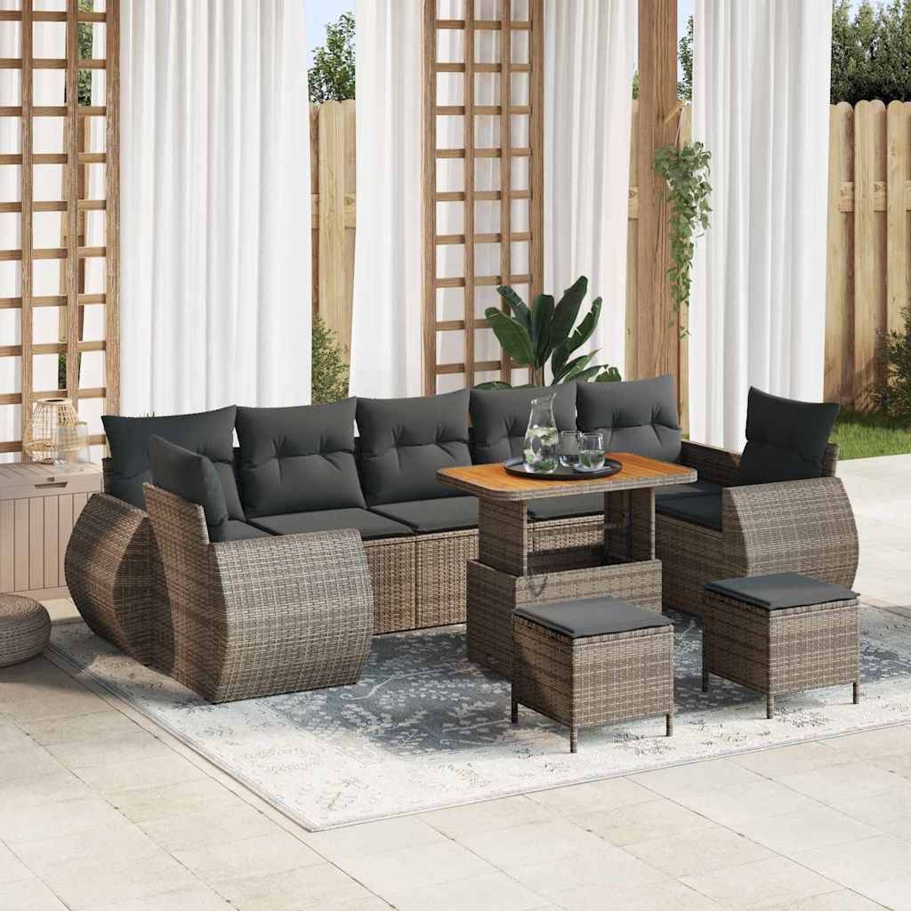 Tuinbankenset 10 pcs Grijs poly rattan