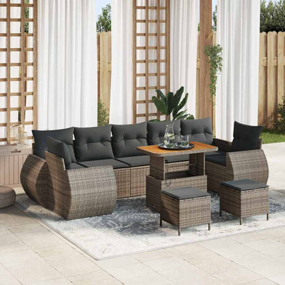 Tuinbankenset 10 pcs Grijs poly rattan