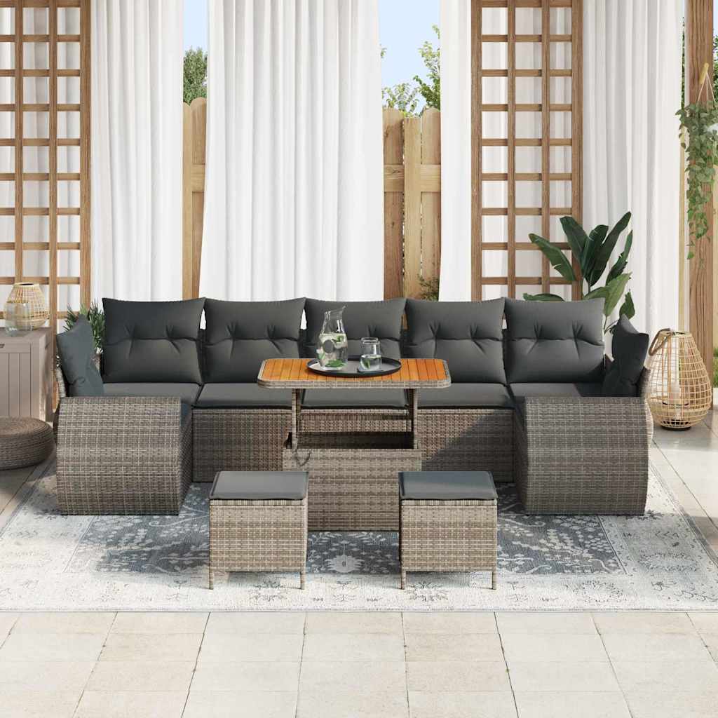 Tuinbankenset 10 pcs Grijs poly rattan