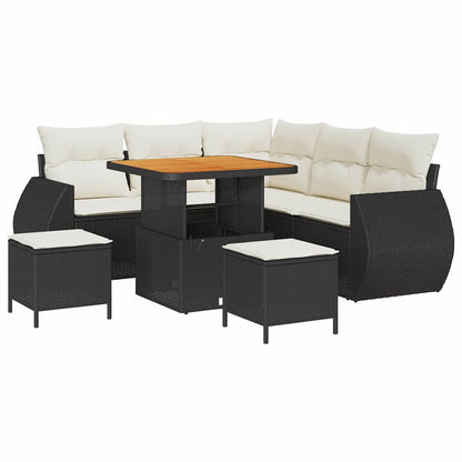 Tuinbankenset 8 pcs Zwart poly rattan