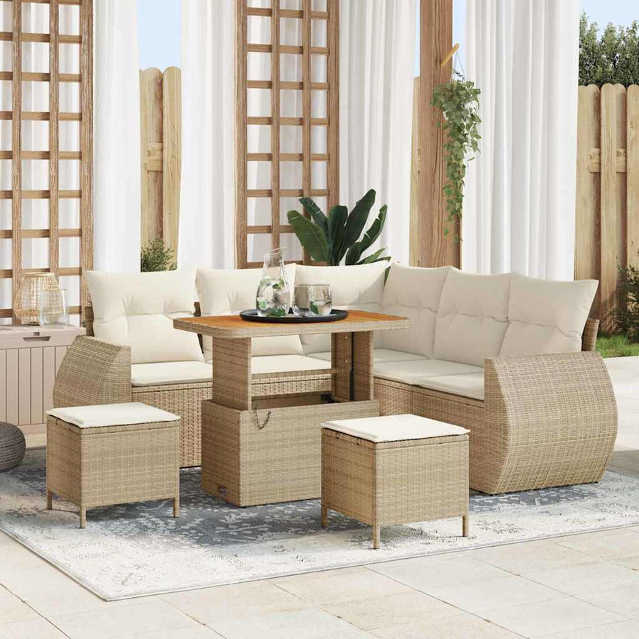 Tuinbankenset 8 pcs Beige poly rattan