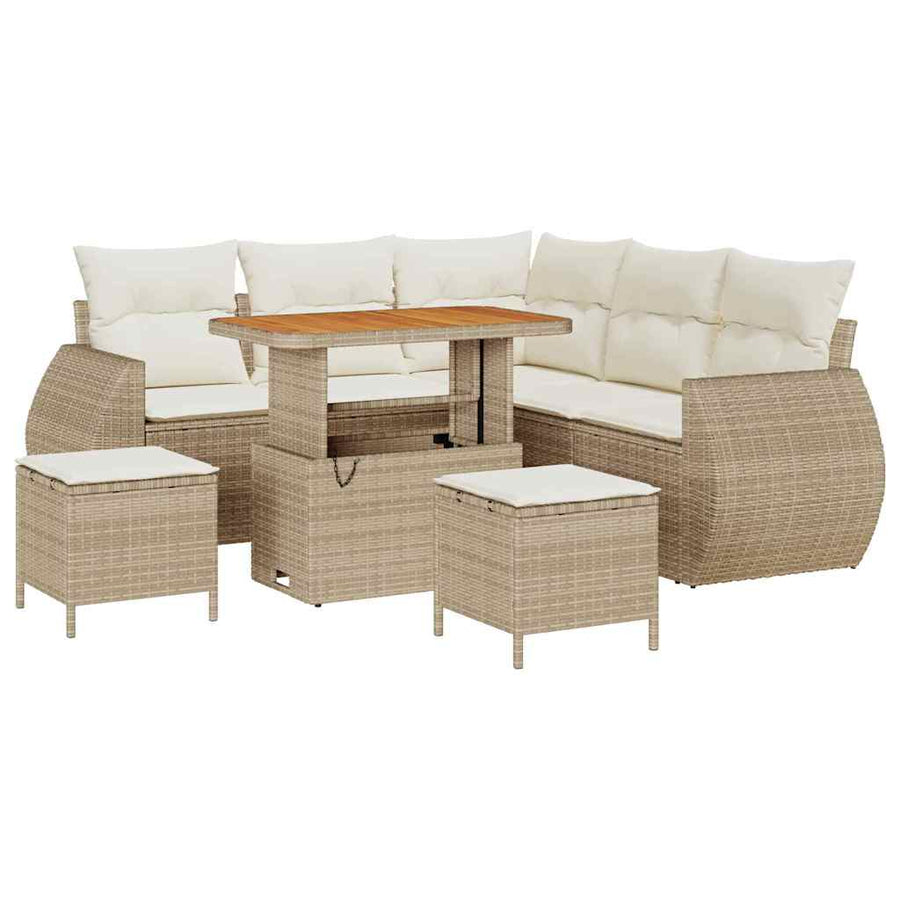 Tuinbankenset 8 pcs Beige poly rattan