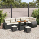 Tuinbankenset poly rattan acaciahout zwart 9-delig