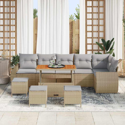 Tuinbankenset 10 pcs Beige poly rattan