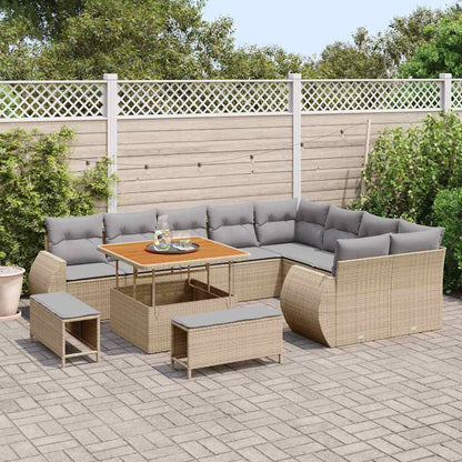 Tuinbankenset 12 pcs Beige poly rattan