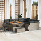 Tuinbankenset poly rattan acaciahout grijs 11 personen