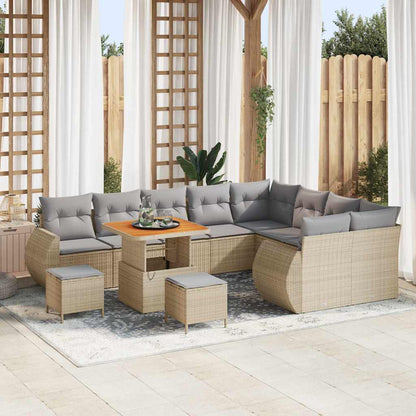 Tuinbankenset 12 pcs Beige poly rattan