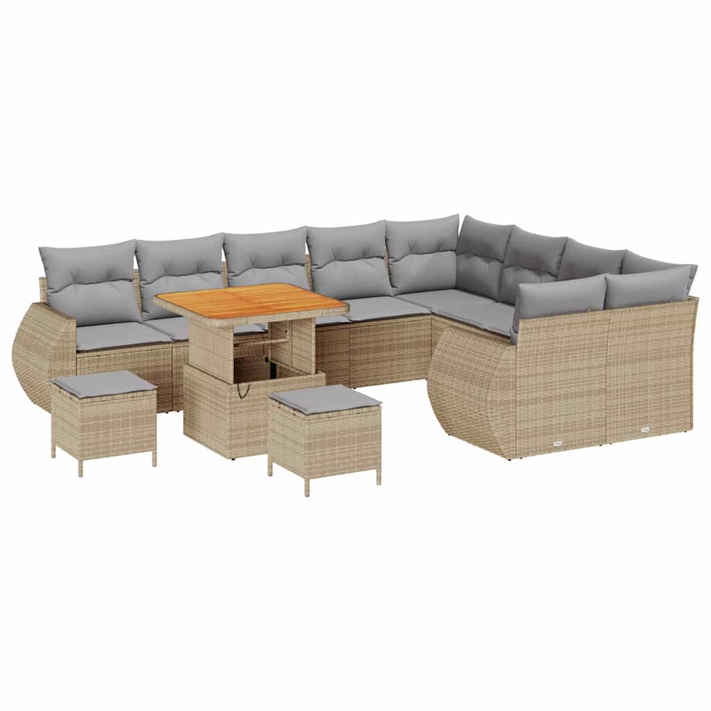 Tuinbankenset 12 pcs Beige poly rattan