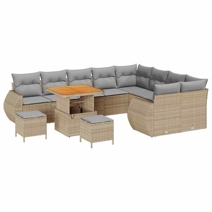 Tuinbankenset 12 pcs Beige poly rattan