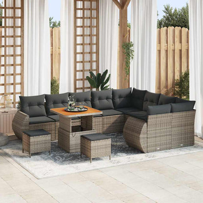 Tuinbankenset 12 pcs Grijs poly rattan