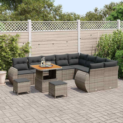Tuinbankenset 12 pcs Grijs poly rattan