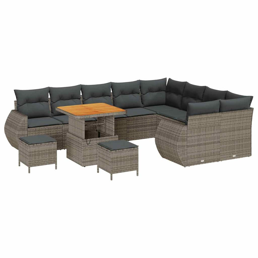 Tuinbankenset 12 pcs Grijs poly rattan