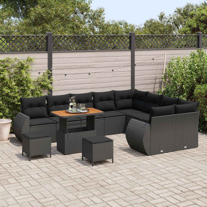 Tuinbankenset 12 pcs Zwart poly rattan