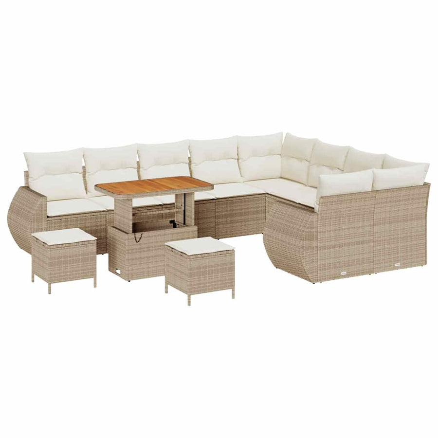 Tuinbankenset 12 pcs Beige poly rattan