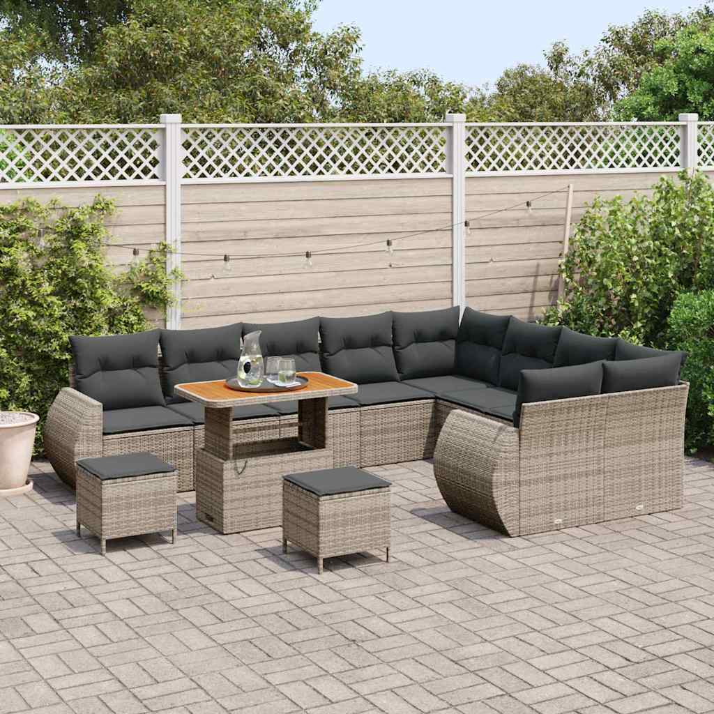 Tuinbankenset 12 pcs Grijs poly rattan
