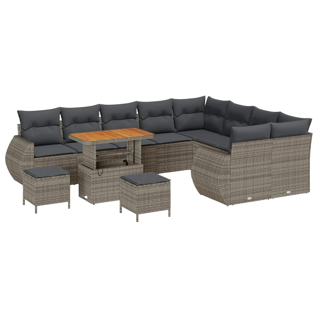 Tuinbankenset 12 pcs Grijs poly rattan