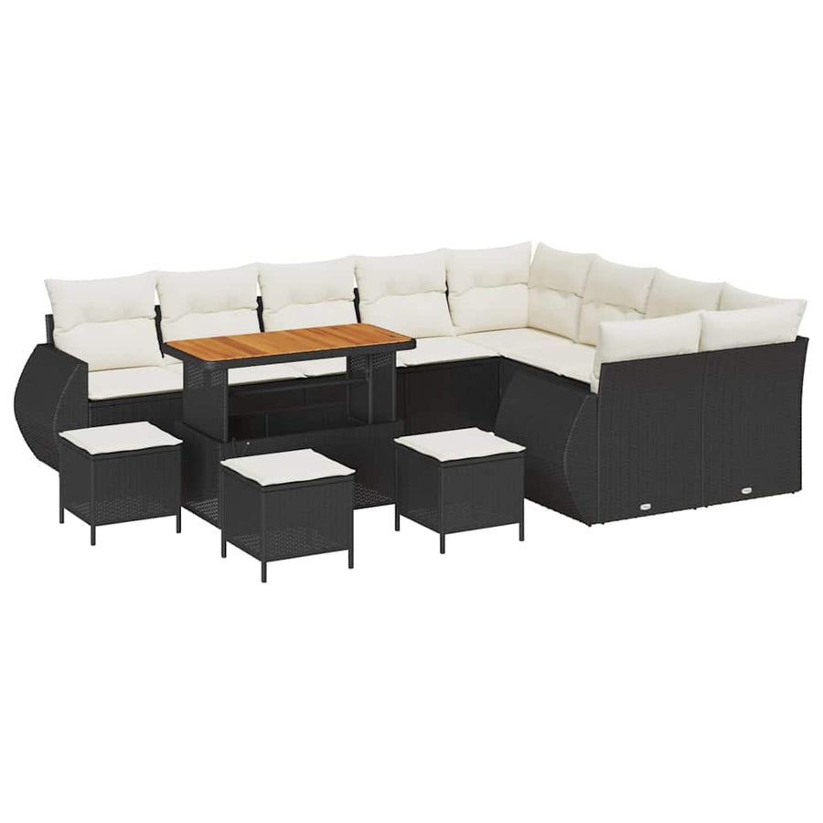 Tuinbankenset 13 pcs Zwart poly rattan