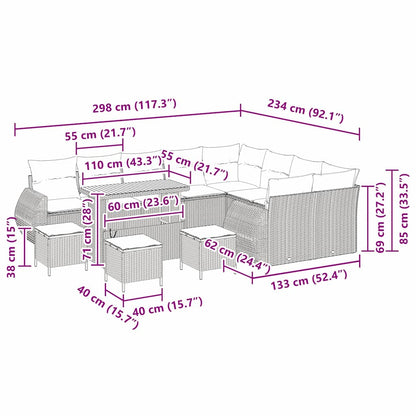 Tuinbankenset 13 pcs Zwart poly rattan