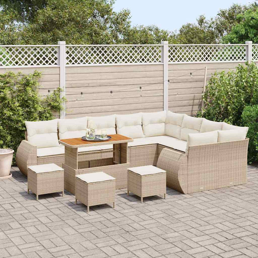 Tuinbankenset 13 pcs Beige poly rattan