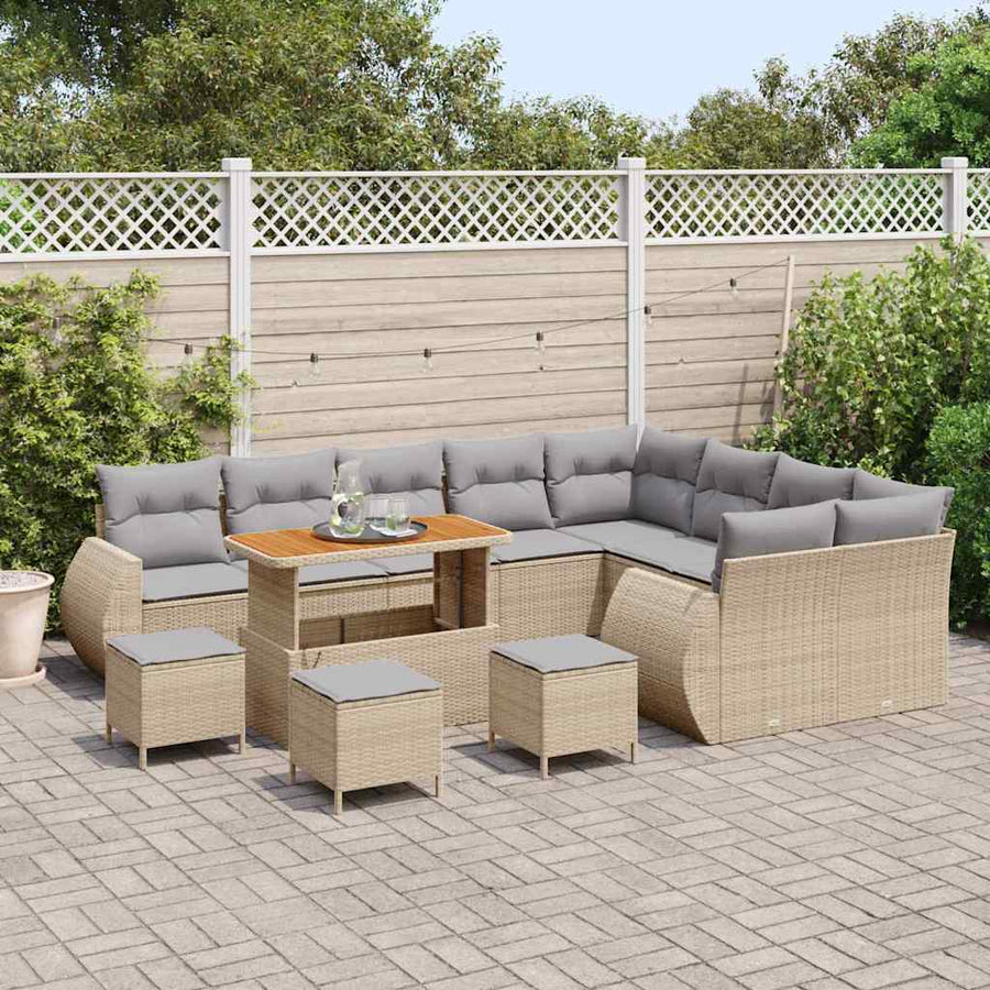 Tuinbankenset 13 pcs Beige poly rattan