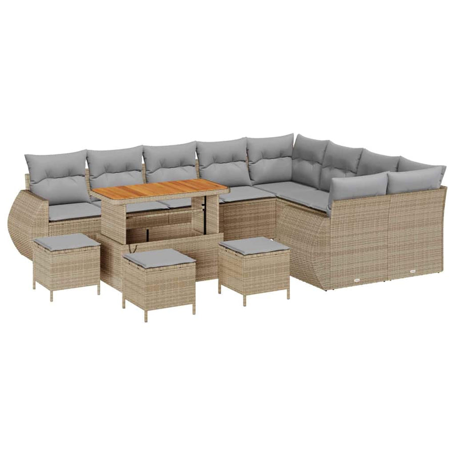 Tuinbankenset 13 pcs Beige poly rattan