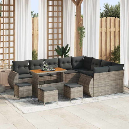 Tuinbankenset 13 pcs Grijs poly rattan
