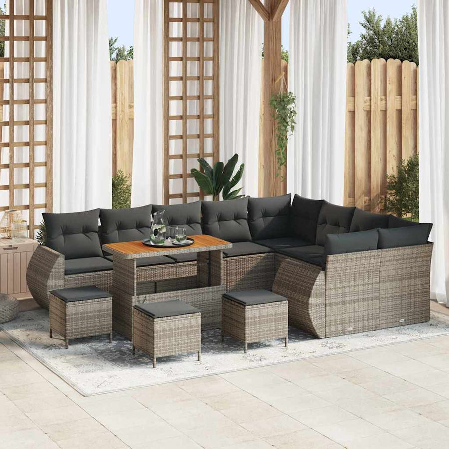 Tuinbankenset 13 pcs Grijs poly rattan