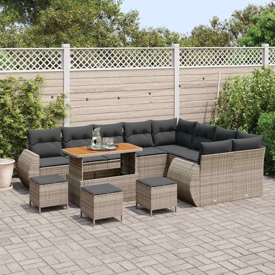 Tuinbankenset 13 pcs Grijs poly rattan
