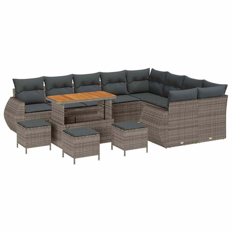 Tuinbankenset 13 pcs Grijs poly rattan