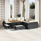 Tuinbankenset poly rattan zwart 13-delig