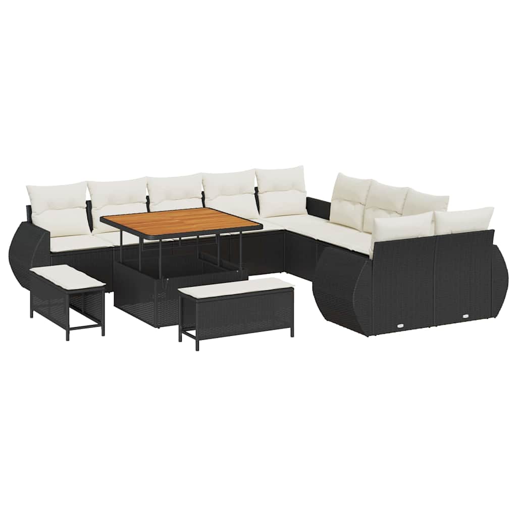 Tuinbankenset 13 pcs Zwart poly rattan