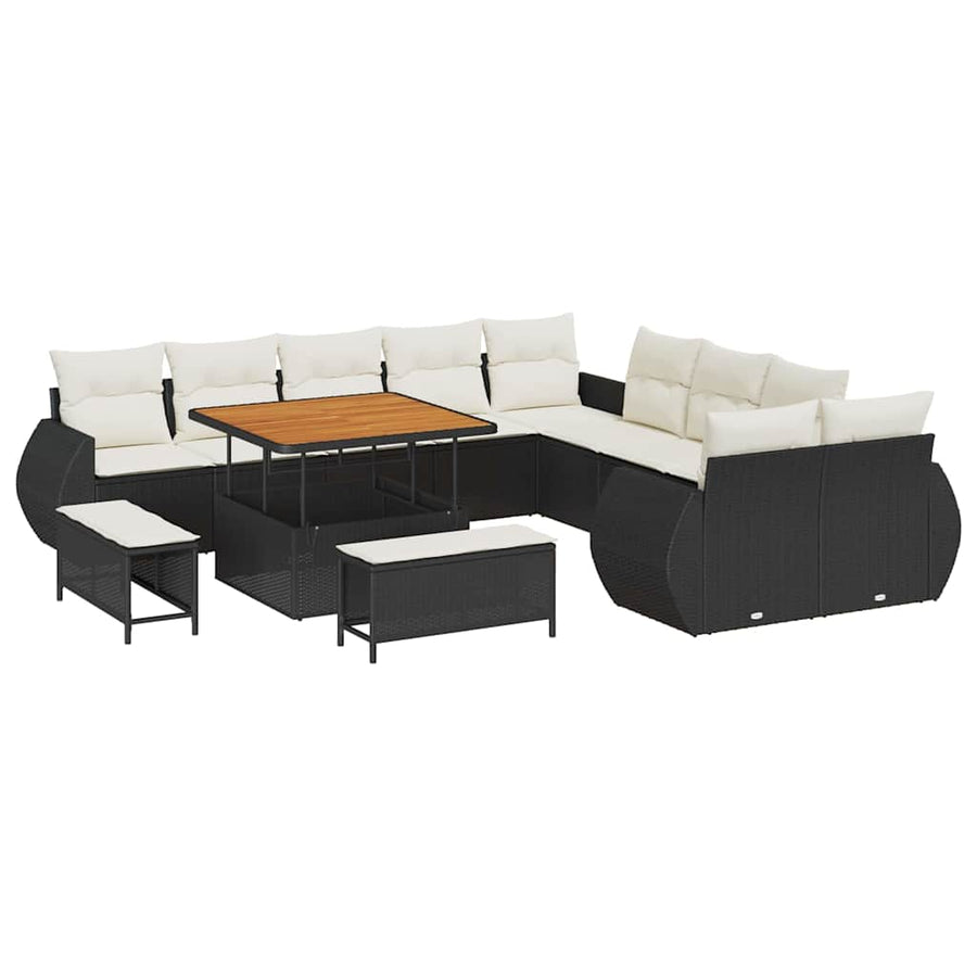 Tuinbankenset 13 pcs Zwart poly rattan