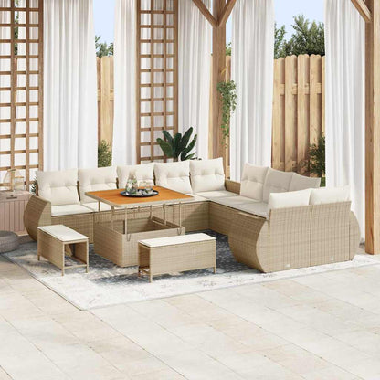 Tuinbankenset 13 pcs Beige poly rattan