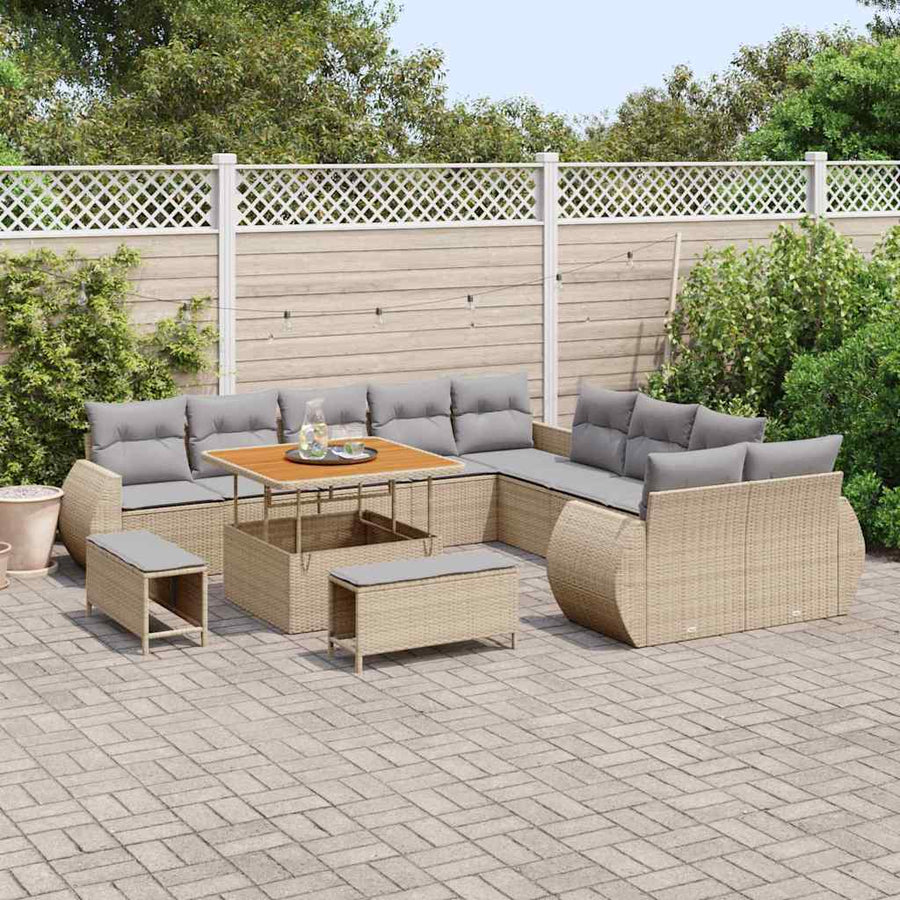 Tuinbankenset 13 pcs Beige poly rattan