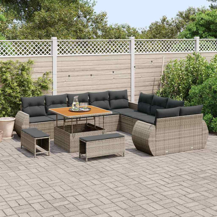 Tuinbankenset 13 pcs Grijs poly rattan
