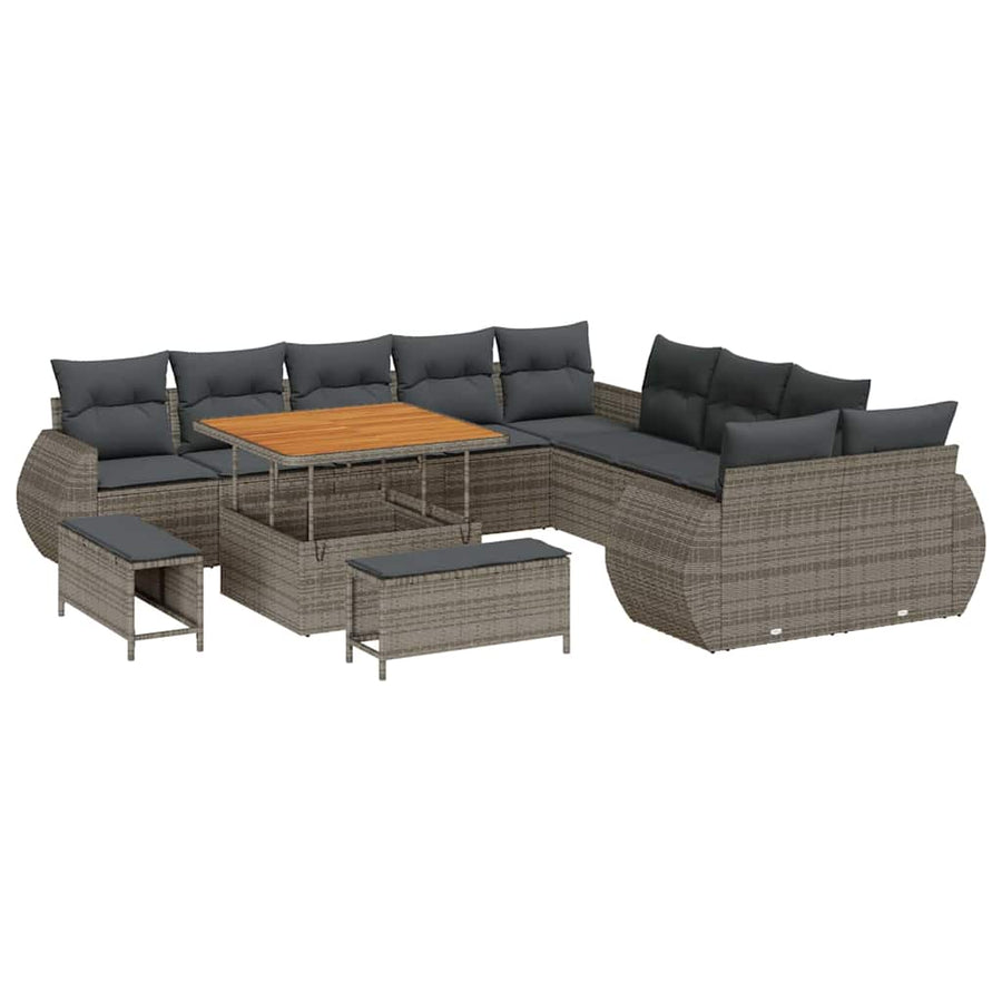 Tuinbankenset 13 pcs Grijs poly rattan
