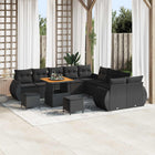 Tuinbankenset 13-delig zwart poly rattan