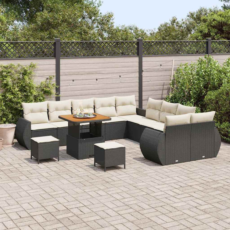 Tuinbankenset 13 pcs Zwart poly rattan
