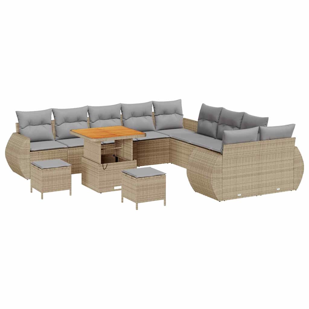 Tuinbankenset 13 pcs Beige poly rattan