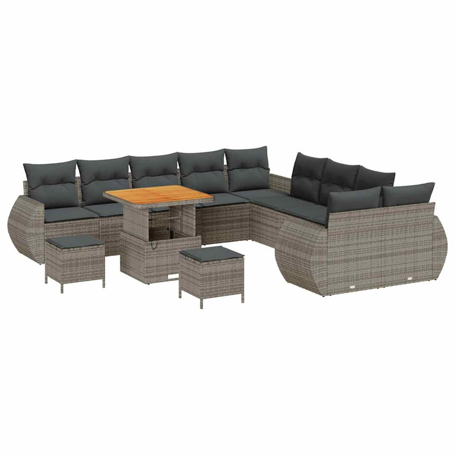 Tuinbankenset 13 pcs Grijs poly rattan