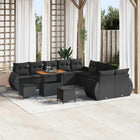 Tuinbankenset poly rattan 13-delig zwart