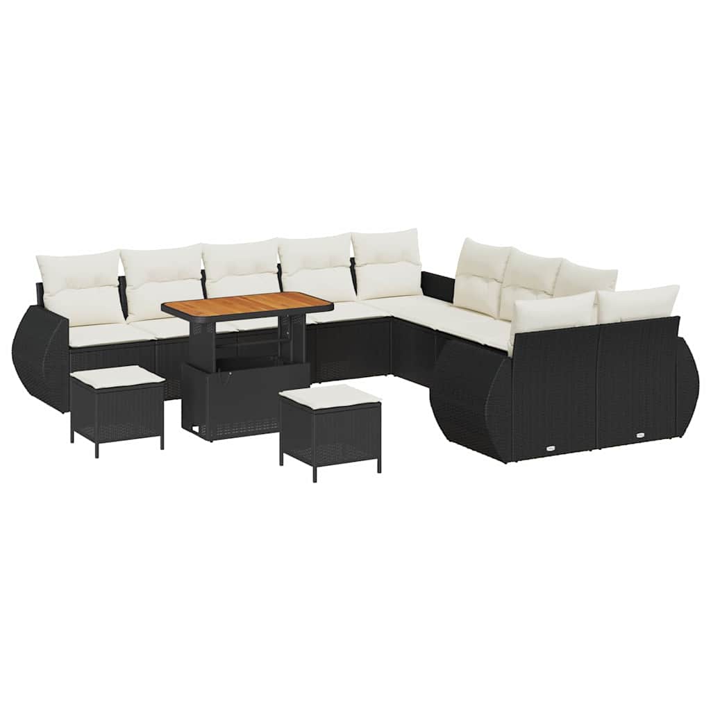 Tuinbankenset 13 pcs Zwart poly rattan
